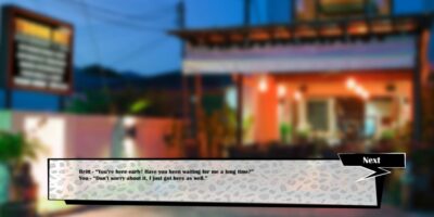 The game uses a mixed artstyle consisting of digital hand-drawn art and digitized photographs of real-life locations as backgrounds. This gives the game a playful visual style.
