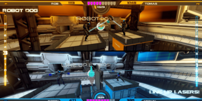 While some of the challenges are done separately, there are also challenges that need to be solved by cooperating with your team member. Examples of these challenges are moving around a robot dog to catch dog treats in the air by moving in tandem with your partner, or lining up lasers that need to be pointed at specific places of your team member.